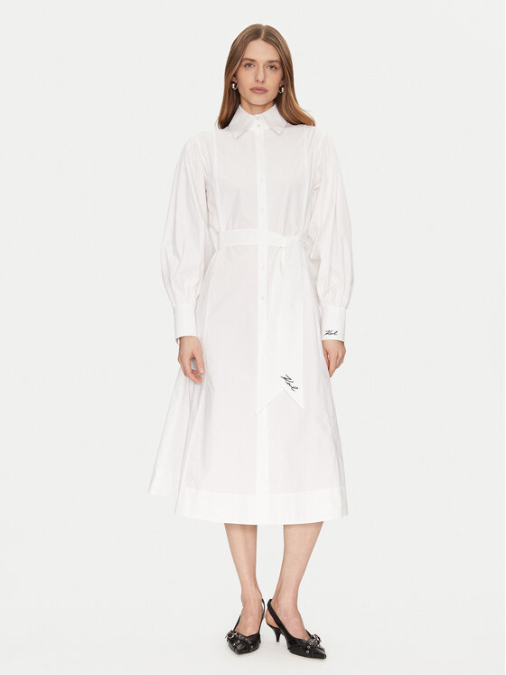KARL LAGERFELD Sukienka koszulowa A1W13018 Biały Regular Fit