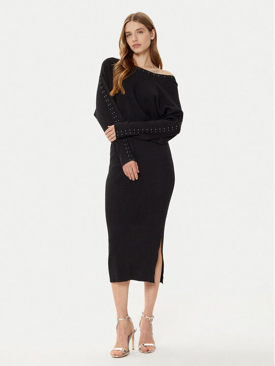 Morgan Sukienka dzianinowa 242-RMLIDO Czarny Slim Fit