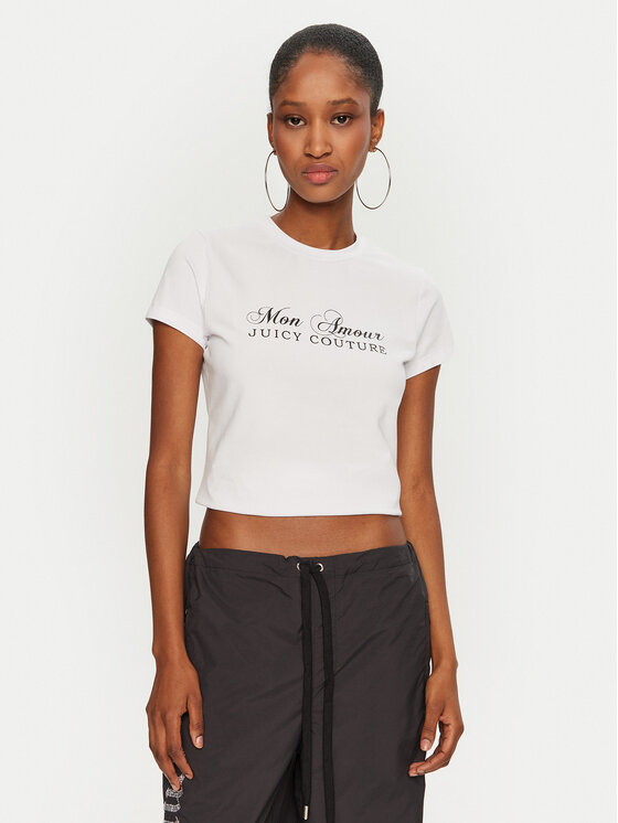 Juicy Couture T-Shirt Mon Amour JCSCT224407 Biały Slim Fit
