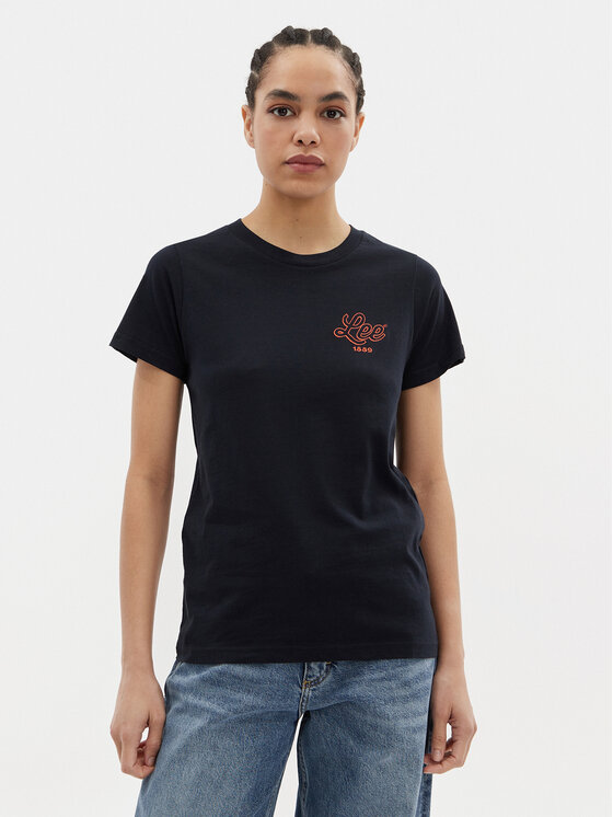 Lee T-Shirt Small Logo 112350198 Czarny Regular Fit