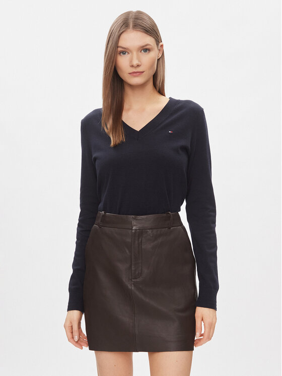 Tommy Hilfiger Sweter WW0WW42049 Granatowy Regular Fit