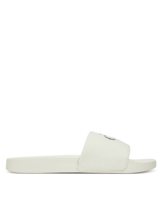 Calvin Klein Jeans Klapki Slide Monologo Cv YM0YM01367 Biały