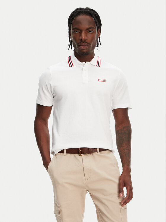 Hunter Polo Noris SS HARM0037242 Biały Regular Fit