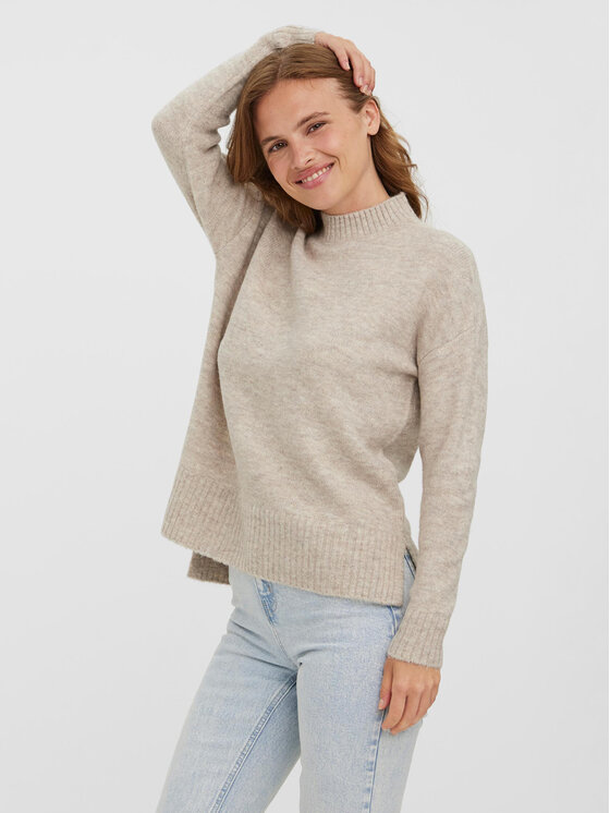 Vero Moda Sweter 10269229 Beżowy Regular Fit