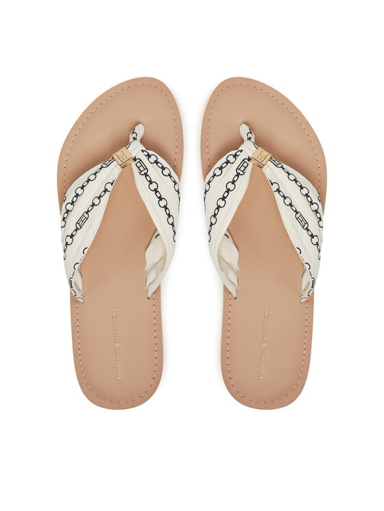 Tommy Hilfiger Japonki Th Chain Print Elevated Sandal FW0FW08519 Biały