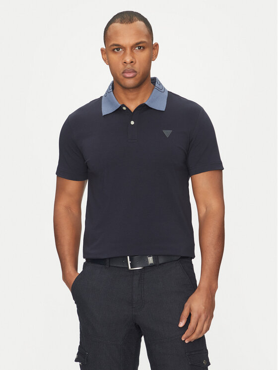 Guess Polo M5GP66 J1314 Niebieski Regular Fit