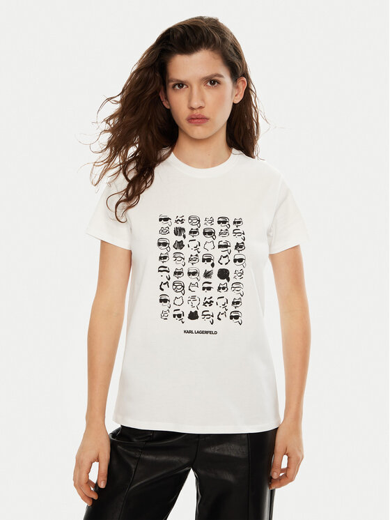 KARL LAGERFELD T-Shirt A1W17124 Biały Regular Fit