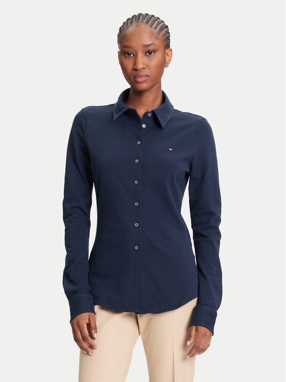 Tommy Hilfiger Koszula 1985 WW0WW43528 Granatowy Slim Fit