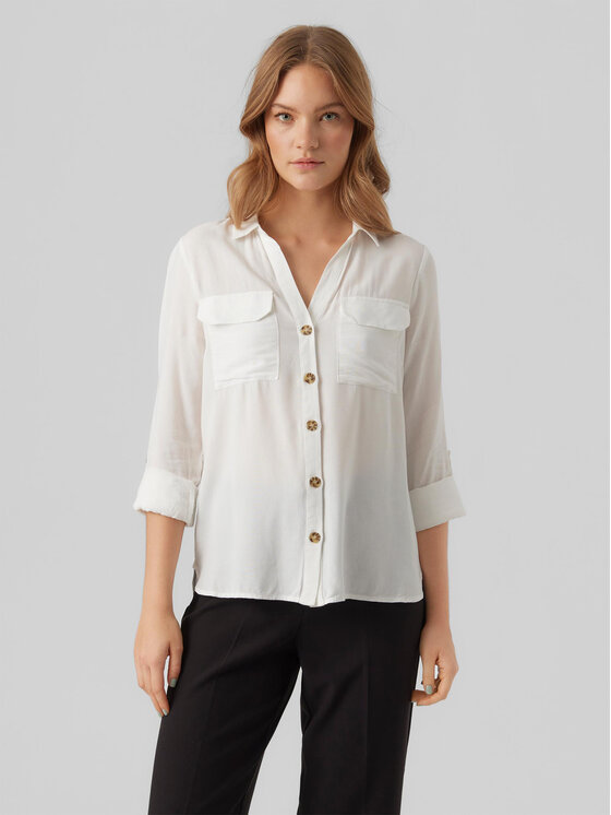 Vero Moda Koszula Bumpy 10275283 Biały Regular Fit