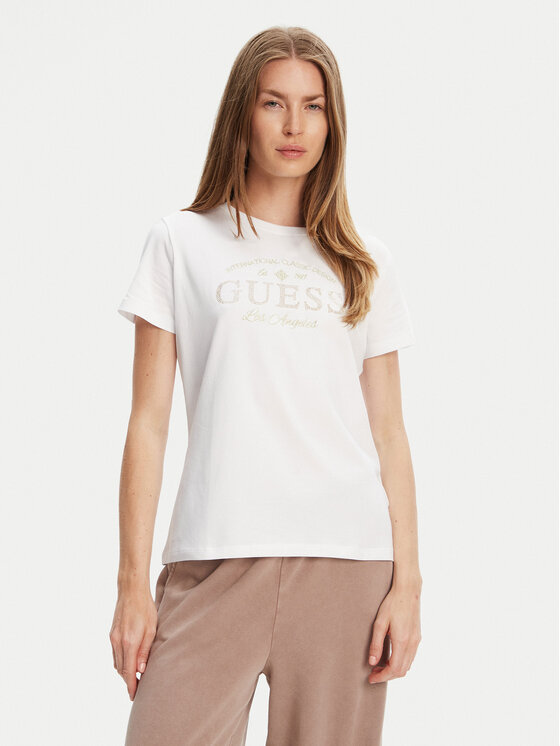Guess T-Shirt V5YI13J 1314 Biały Regular Fit