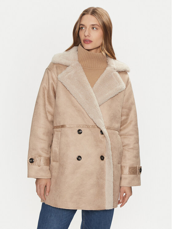 ONLY Kożuch Ylva 15322402 Beżowy Regular Fit