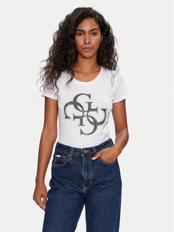 Guess T-Shirt W4YI37 J1314 Biały Regular Fit