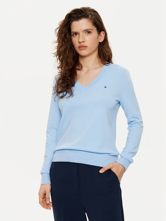 Tommy Hilfiger Sweter WW0WW40098 Błękitny Regular Fit