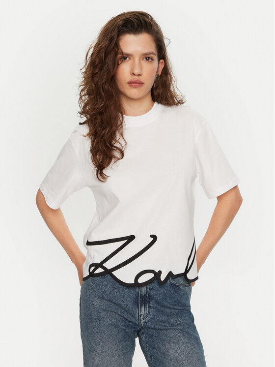 KARL LAGERFELD T-Shirt A1W17013 Biały Regular Fit