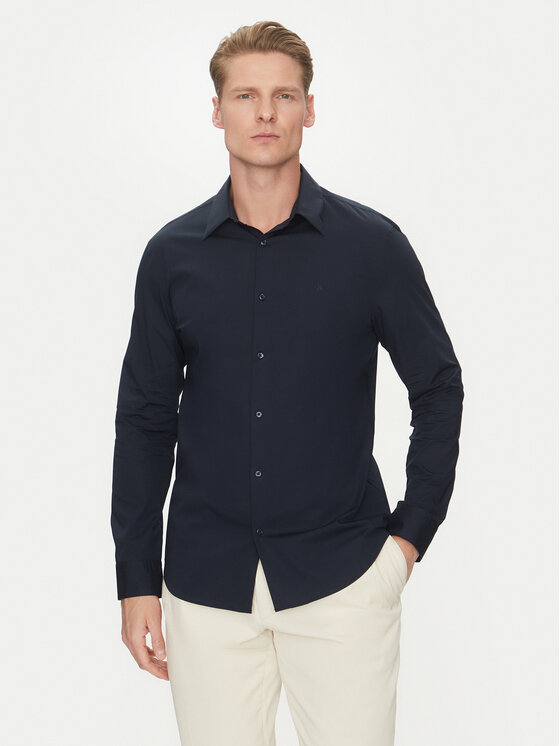 Calvin Klein Koszula LV04LB145G Granatowy Slim Fit