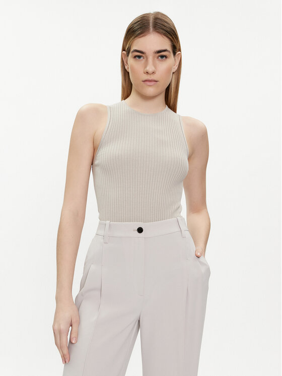 Calvin Klein Top K20K206506 Biały Slim Fit