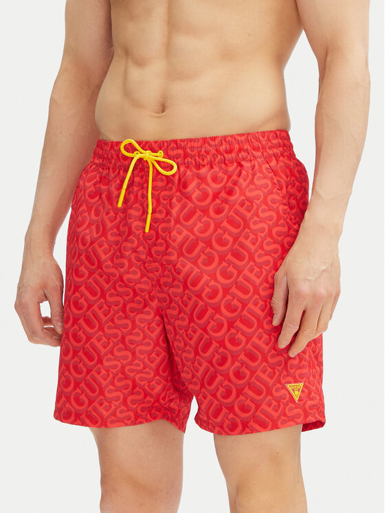 Guess Szorty kąpielowe F4GT06 WG2A2 Czerwony Regular Fit