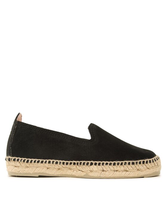 Manebi Espadryle Suede Flat Espadrilles Czarny