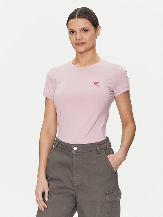 Guess T-Shirt W2YI44 J1314 Różowy Slim Fit
