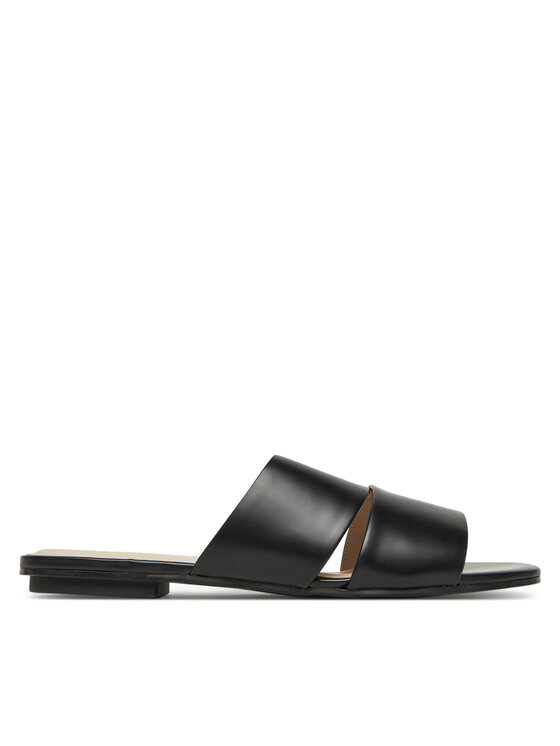 Calvin Klein Klapki Flat Slide - Lth 2 Straps HW0HW02365 Czarny