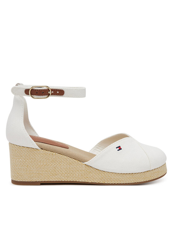 Tommy Hilfiger Półbuty Flag Closed Toe Mid Wedge Espad FW0FW08657 Biały