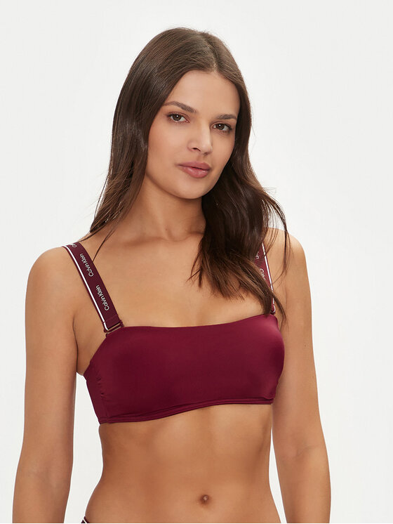 Calvin Klein Swimwear Góra od bikini KW0KW02731 Bordowy
