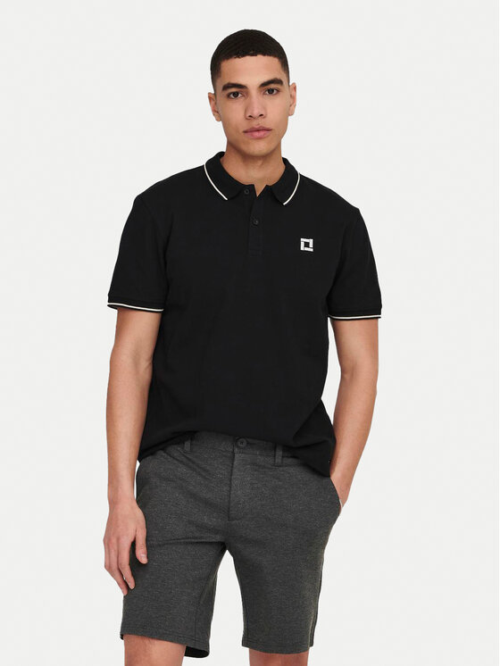 Only & Sons Polo Fletcher 22024827 Czarny Regular Fit