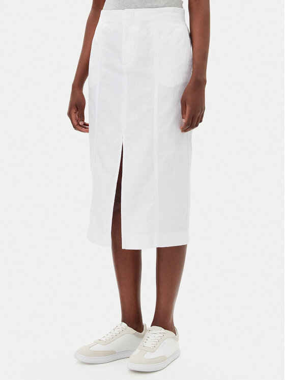 Calvin Klein Jeans Spódnica midi J20J225327 Biały Regular Fit