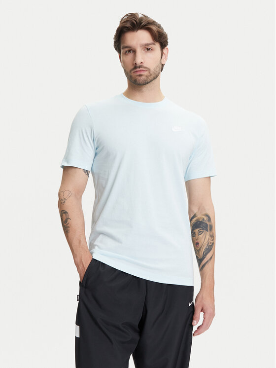 Nike T-Shirt Sportswear Club AR4997 Błękitny Regular Fit