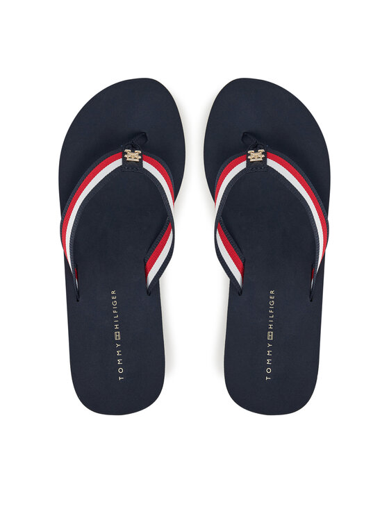Tommy Hilfiger Japonki Th Corporate Wedge Beach Sandal FW0FW08520 Granatowy