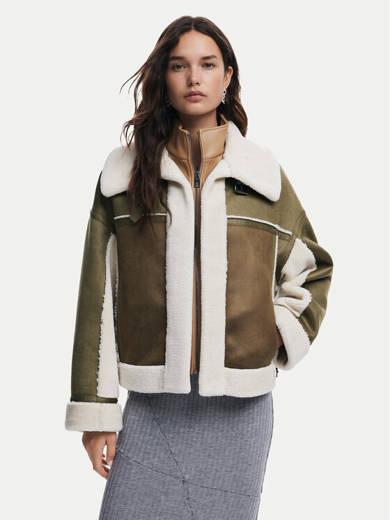 Desigual Kożuch Chaq 24WWEWB7 Khaki Regular Fit