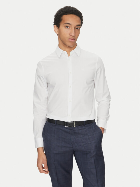 Calvin Klein Koszula LV04LB145G Biały Slim Fit