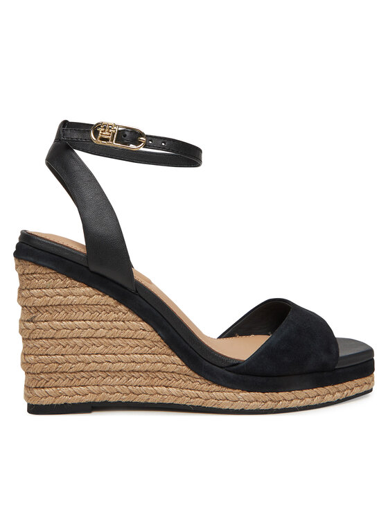 Tommy Hilfiger Espadryle Leather & Suede High Wedge Espad FW0FW08803 Czarny