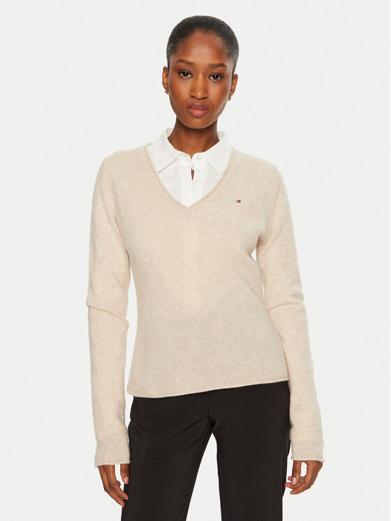 Tommy Hilfiger Sweter WW0WW43505 Beżowy Regular Fit