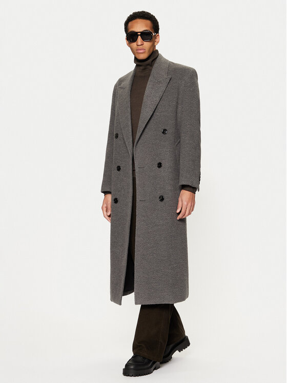 AMI PARIS Płaszcz przejściowy HCO317.WV0025 Szary Regular Fit