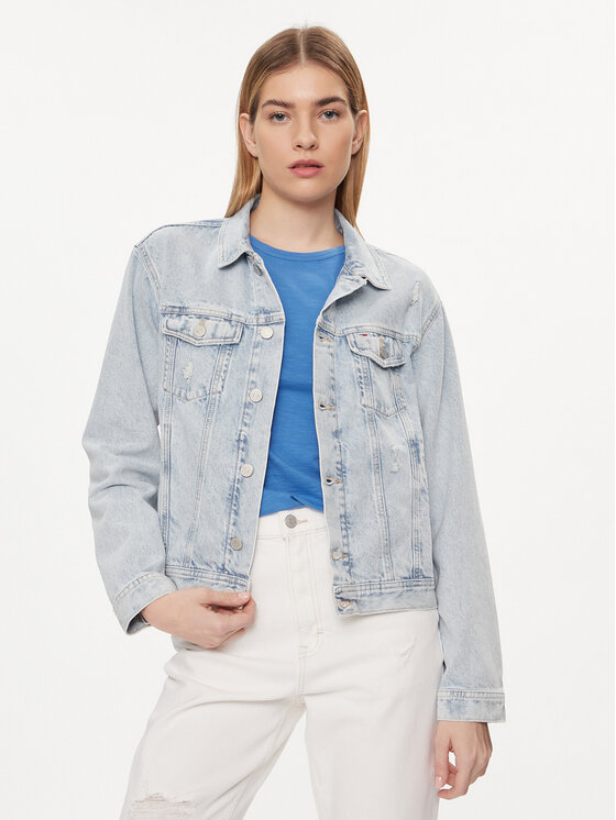Tommy Jeans Kurtka jeansowa Flag DW0DW18331 Niebieski Regular Fit
