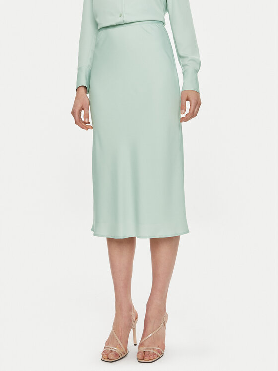 Calvin Klein Spódnica midi Bias K20K203514 Zielony Regular Fit
