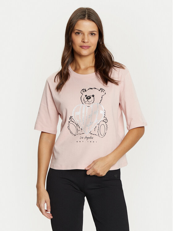 Guess T-Shirt V5RI09 I3Z14 Różowy Regular Fit