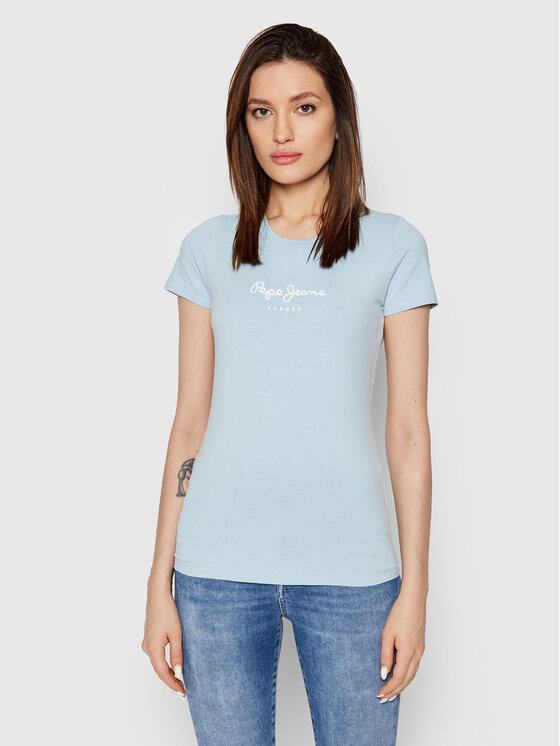 Pepe Jeans T-Shirt New Virgina PL505202 Niebieski Slim Fit