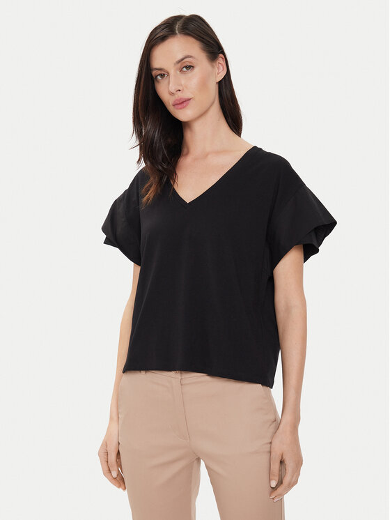 Sisley T-Shirt 3AIRL400M Czarny Regular Fit