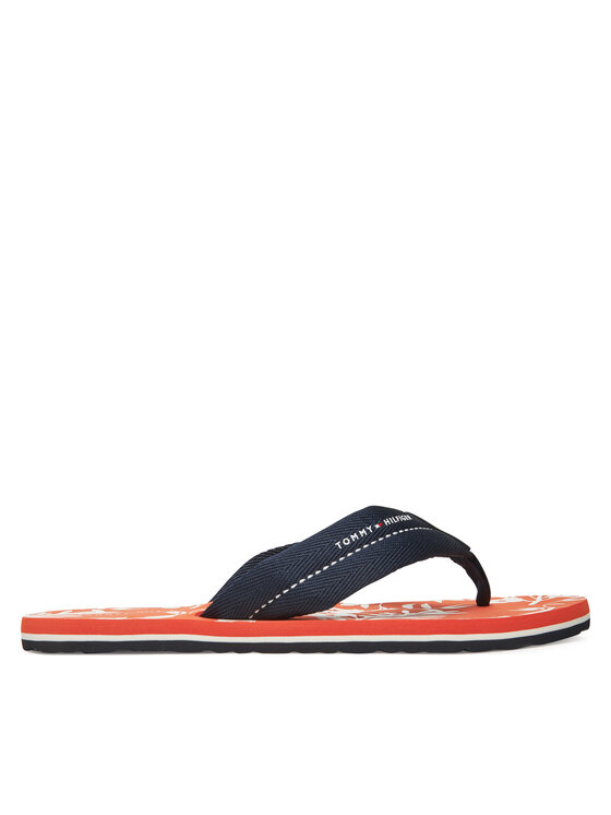 Tommy Hilfiger Japonki Hilfiger Flw Print Beach Sandal FM0FM05507 Granatowy