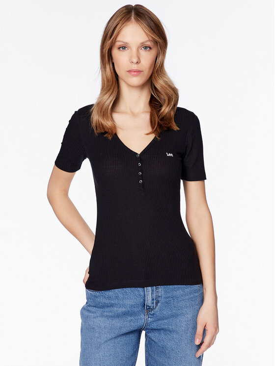 Lee T-Shirt L44KIP01 112333686 Czarny Regular Fit