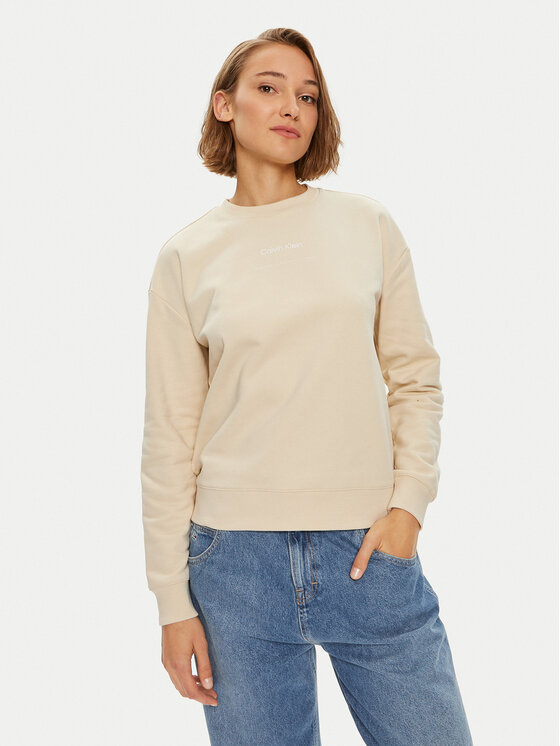 Calvin Klein Bluza Multi Logo K20K207216 Beżowy Regular Fit