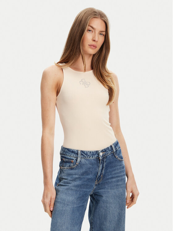 Guess Top W5GP57 KCV52 Beżowy Regular Fit