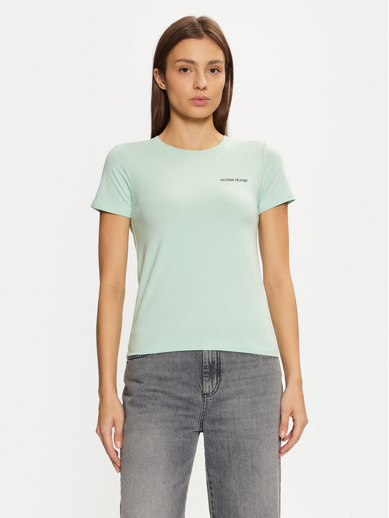 Guess Jeans T-Shirt W4YI02 J1314 Zielony Regular Fit