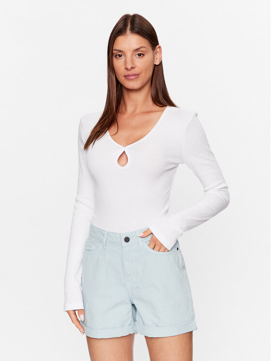Noisy May Bluzka Maya 27026248 Biały Slim Fit