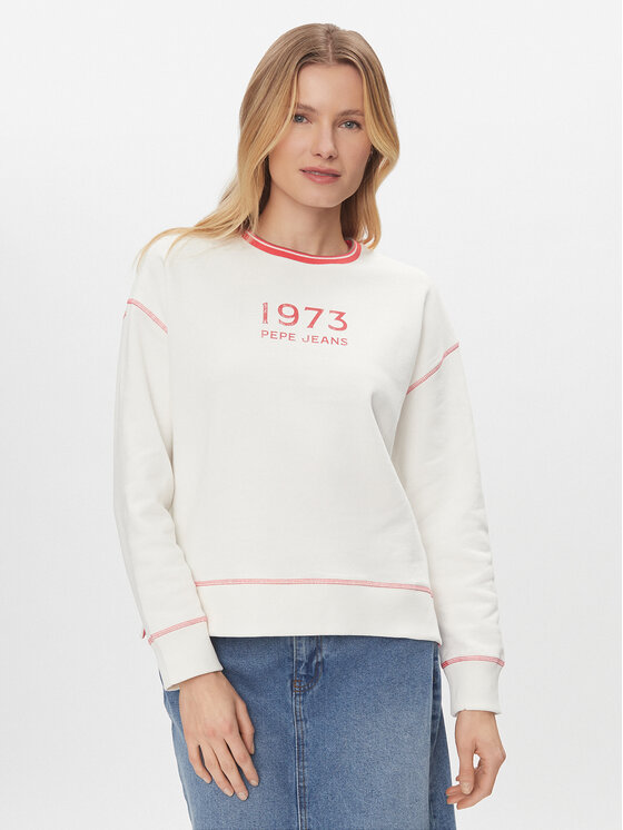 Pepe Jeans Bluza Hache PL581398 Biały Boxy Fit