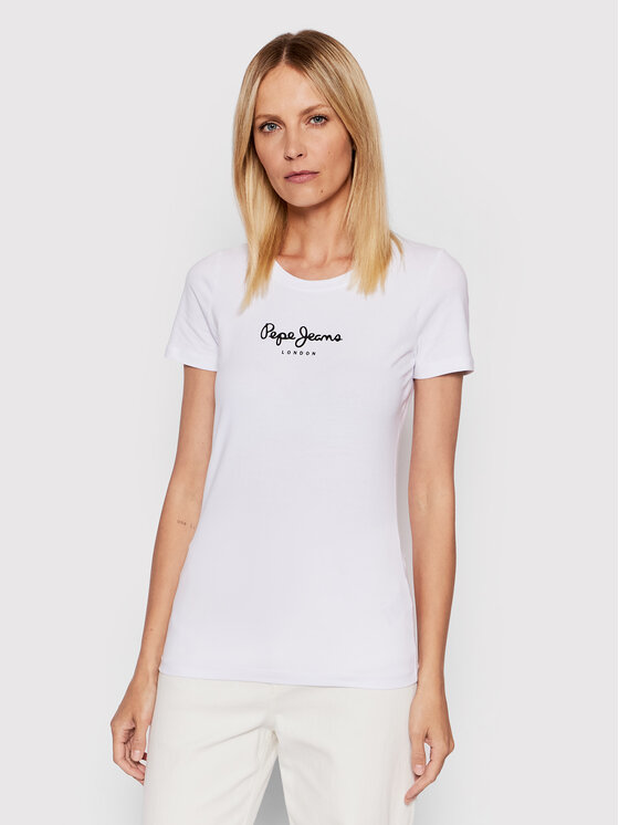 Pepe Jeans T-Shirt New Virgina PL505202 Biały Slim Fit