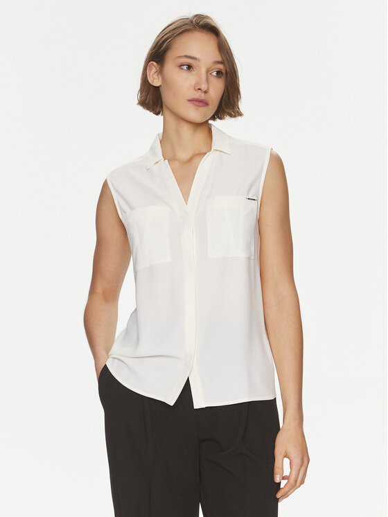 Calvin Klein Koszula K20K207031 Écru Regular Fit
