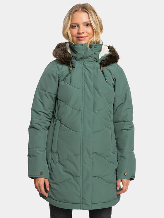 Roxy Kurtka puchowa Ellie Jk Otlr ERJJK03554 Zielony Regular Fit